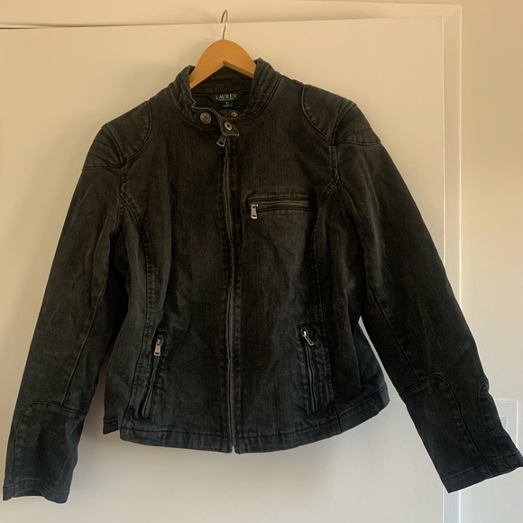 Lauren Black Denim Jacket XL - Picture 3 of 7